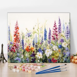 TUMOVO Flowers Paint by Number for Adults, Garden Paint by Numbers, DIY Oil Painting on Canvas, Floral Paint by Number with Brushes and Pigment, Natural Elegance Oil Painting, 16x20 Inch, Frameless
