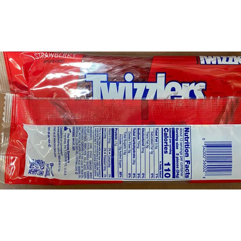 TWIZZLERS Licorice Twists Strawberry Flavored Chewy Low Fat Snack Candy