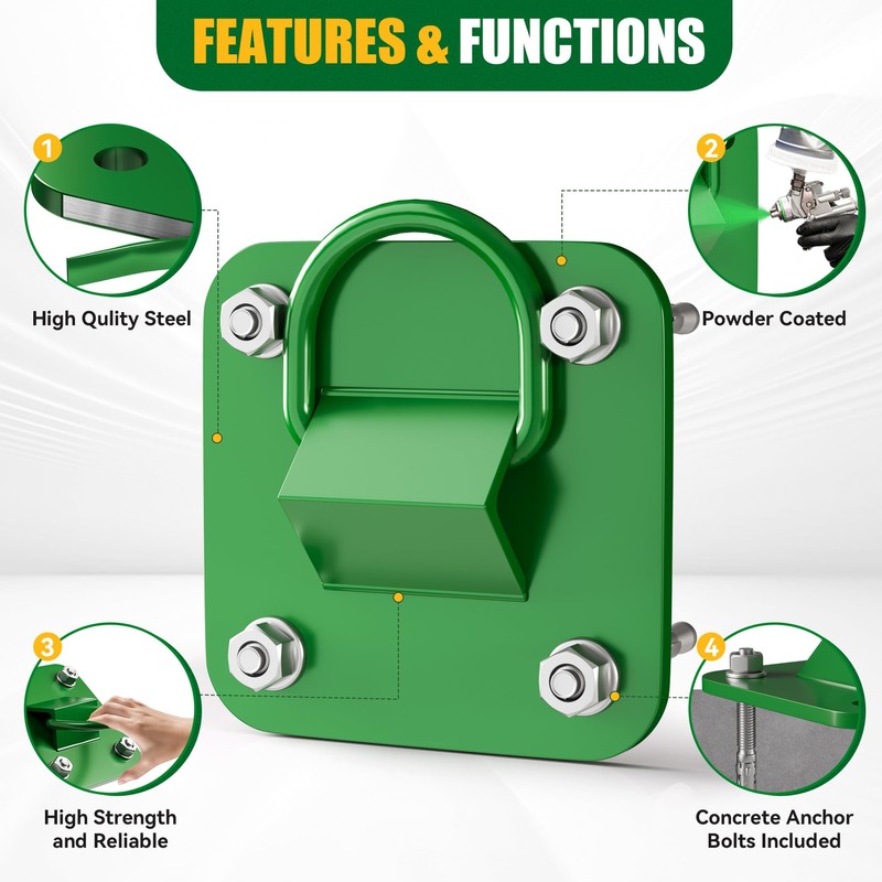 MooXHAI 2 Pcs D Ring Anchor Plate l Concrete Plate