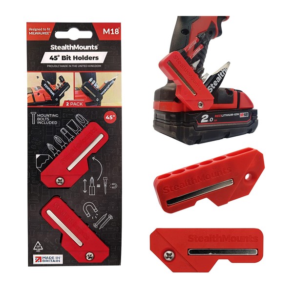 StealthMounts Milwaukee M18 45° Red Magnetic Bit Holder | Drill