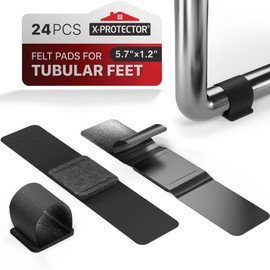 X-Protector Sled Base Floor Protector - 24 PCS for Hardwood With Rail Feet - Self-Adhesive for Chairs With Tubular Legs - Wrap Felt Glides