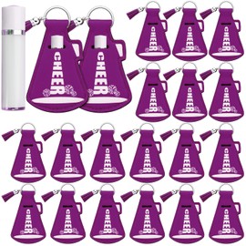 Swiffen 20 Pcs Cheerleading Gifts Natural Bulk Lip Balm Holder with Tassel Hangable Keychain Set for Team Cheer Gifts(Purple)