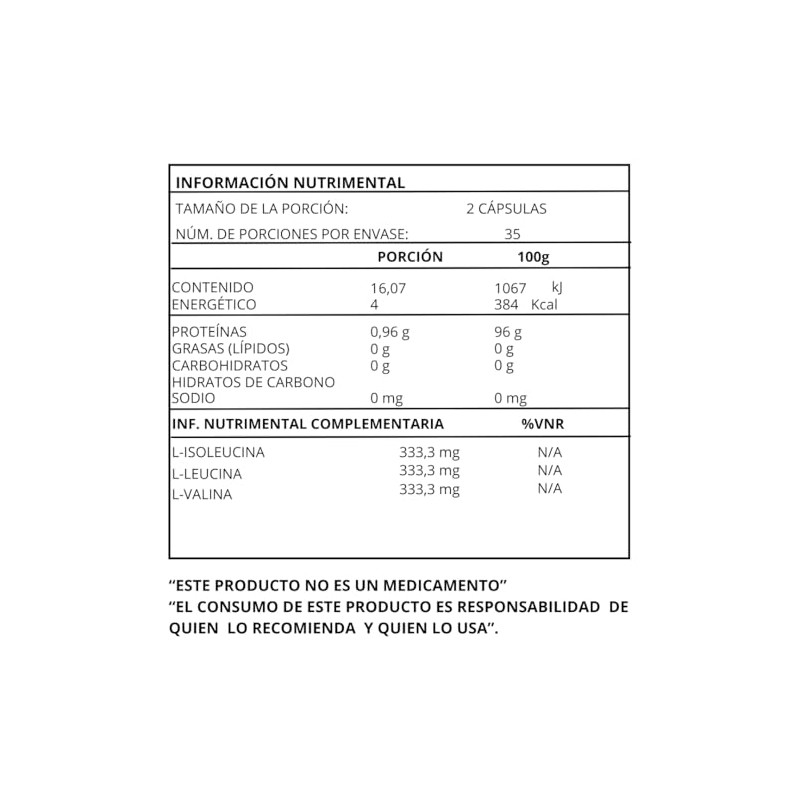 Essential Nutrition Amino BCAA Max Sport 70 cápsulas de 500