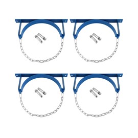 QWORK Steel Cylinder Wall Bracket 4 Pack – 9.8 Inch Support Ring with Chain for Lab, Workshop & Facility Use