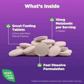 Natrol Melatonina 10 mg  60 tabletas de disolucin rpida sabor ctrico, frmula vegetariana, sin gluten, sin OMG, sin necesidad de agua, apoyo para el...