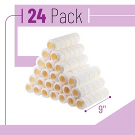 Bates- Paint Roller Covers, 9" x 3/8", 24 Pack, Yellow Stripes, Covers for Paint Rollers 9 Inch, 9 Inch Paint Roller Covers, Paint Roller Cover, Paint Roller Covers 9 Inch, Large Paint Roller Covers