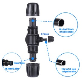 FOGWOWO Locked Barbed Tee Connectors,1/2 Inch to 1/4 Inch Irrigation Tubing Fittings Kit for (1/2'' ID x 0.60''-0.63'' OD) 16mm Drip Tubing (20 Pcs Barbed Tee 3-Way)