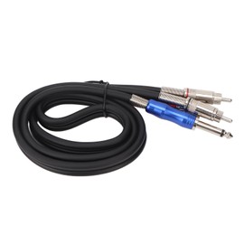 Dual 1/4 Inch TS to Dual RCA Stereo Sound Cable PVC Housing Flexible 6.35mm TS to RCA Interconnect Cable 1m / 3.3ft