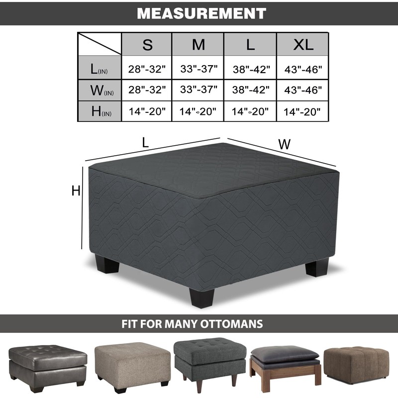 TOPHMDECOR Ottoman Cover Square,Waterproof Square Ottoman Covers Thick Slipcover for