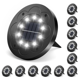 Brightown Solar Lights Outdoor Waterproof, 12 Packs LED In-Ground Solar Yard Lights for Yard, Patio, Garden, Lawn, Deck, Outside, Pathway, Driveway, Walkway, Sidewalk, Cold White