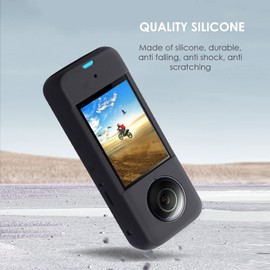 Acogedor Funda Protectora de Silicona, con Funda para Objetivo, para Cámaras de Acción Insta 360 One X3 (Negro)