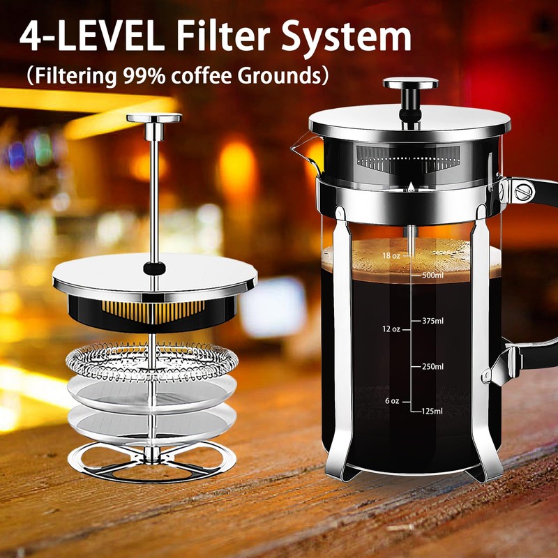 YMMIND French Press Coffee Maker 304 Stainless Steel Coffee Press,with