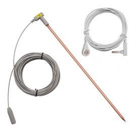 Grounding Rod with 2Pcs Ground Wire, Connects Your Body to the Earth, Great to Use with Earthing Sheet, Grounding Mat, Pillowcase, Pad