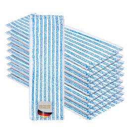 Okaei Pack of 10 Mop Cover (40 cm) – Premium Floor Mop Cover Made of 100% Microfibre – Cover Ideal for Thorough Cleaning of Smooth and Lightly Uneven Floors – Microfibre Mop Cover, Blue