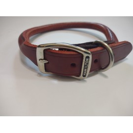 Hamilton  Rolled Leather Dog Collar 1" x 24" - Med-Lg NEW  Burgundy Brown    SUT