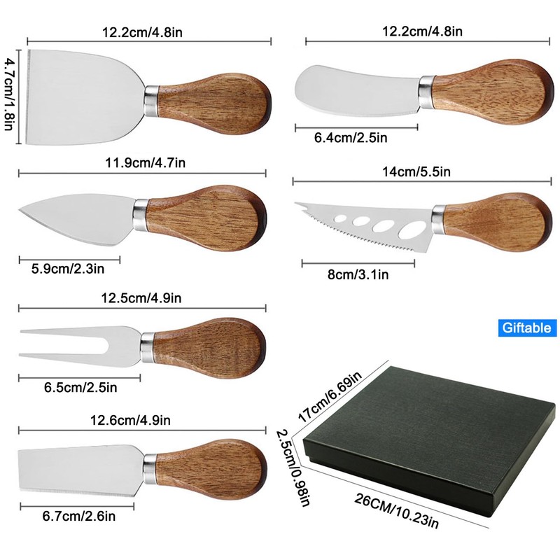 6Pcs Cheese Knife Set,Cheese Knives Cheese Slicer Cheese Cutter Cheese