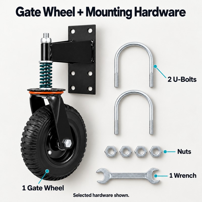 8 Inch Spring Loaded Heavy Duty Gate Wheel, 600 lb