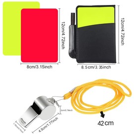 Chuajunn Referee Cards Set with Referee Whistle Red Card Yellow Card Referee Cards Football with Metal Whistle and Scorebook Pencil for Football Basketball Sports School Sports