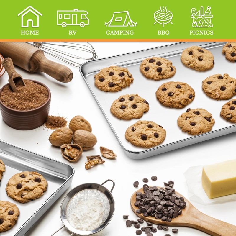 CEKEE Stainless Steel Baking Sheet Set of 4, Large Baking