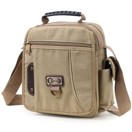 SUNSOMEN Men Purse Bag Shoulder Bag Small Canvas Crossbody Messenger Bag Side Bag Travel Bag Work Bag For Man (Khaki)