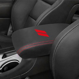 YOSRTER for Dodge Durango Accessories 2021 2022 2023 2024 2025 2026 Center Console Armrest Cover Interior Box Anti-Scratch Leather Central Armrest Decoration (Red Stitches)