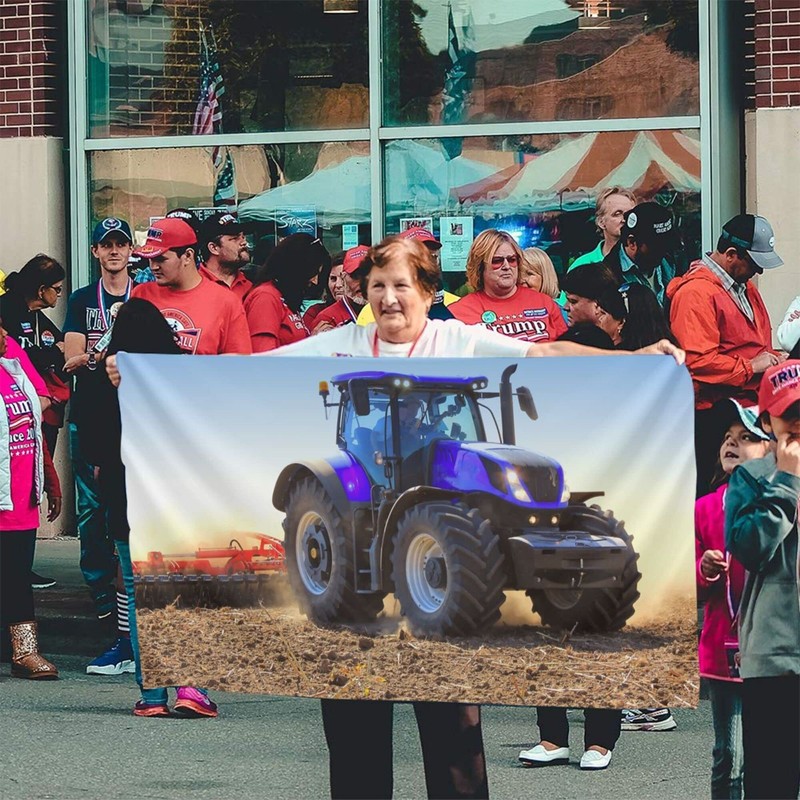 Decorative House Flag Yard Banner Wheat Harvest Tractor Print All