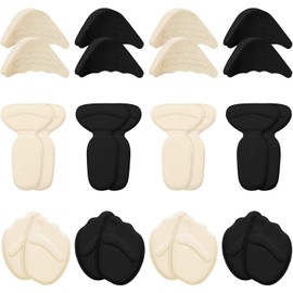 Almohadillas para Zapatos, 24 PCS Almohadillas de Talón para Mejor Ajuste Kit para Talón y Antepié para Mujer y Hombre, Metatarsianas Adheribles y Rellenador, Antideslizantes, Aliviar el Dolor