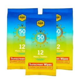 Beach Vibes - Protector Solar Toallitas 50 FPS 36 Piezas Frescura, limpieza y protección inmediata. Enriquecidas con ingredientes naturales. Para todo tipo de piel. Hipoalergénicas para garantizar una experiencia suave y segura (3 Pack)