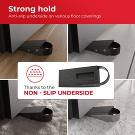 LouMaxx Door Stop Wedge (Set of 2) - Robust and Flexible Rubber Door Wedges for 1-30 mm Door Gaps - Non-Slip Base for All Floors - Protects Doors and Walls - Black