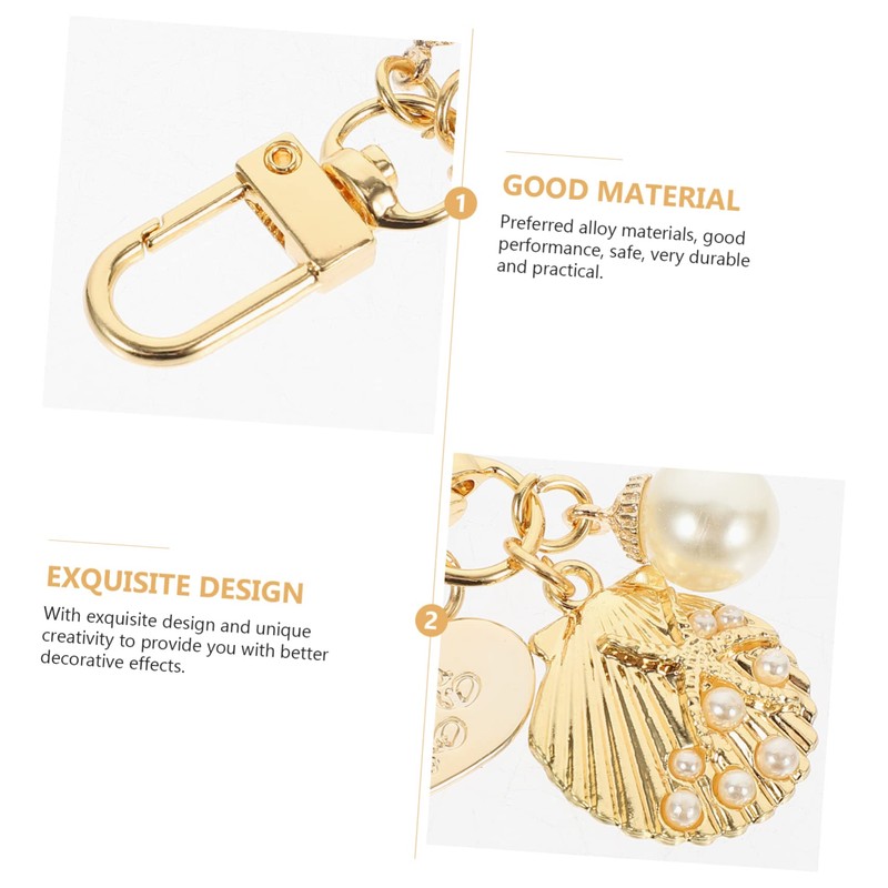 Abaodam Elegant Shell Keychain Set 4pcs Pearl Conch Pendants for