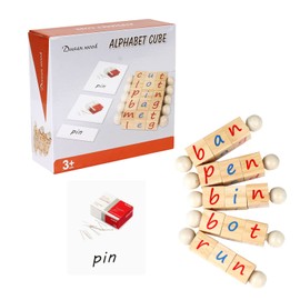 Wooden Reading Blocks | Short Vowel Rods Spelling Games,Educational Phonics Set for Beginner