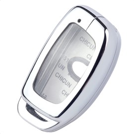 SK CUSTOM Silver zinc alloy Smart Key Case Cover Compatible with HYUNDAI ELANTRA ELANTRA GT IONIQ IONIQ ELECTRIC IONIQ HYBRID TUCSON Keyless Car Remote Accessory