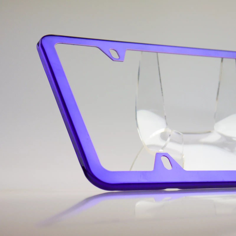 MotorVehicleParts 4Hole Slim Powder Coated Candy Purple Stainless Steel License