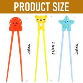 Children's Chopsticks, 3 Pairs Chopsticks Children with Animal Motif, Reusable Training Chopsticks Helper, Non-Slip Chopsticks, Chopsticks Aid for Adults, Beginners, Children, Seniors