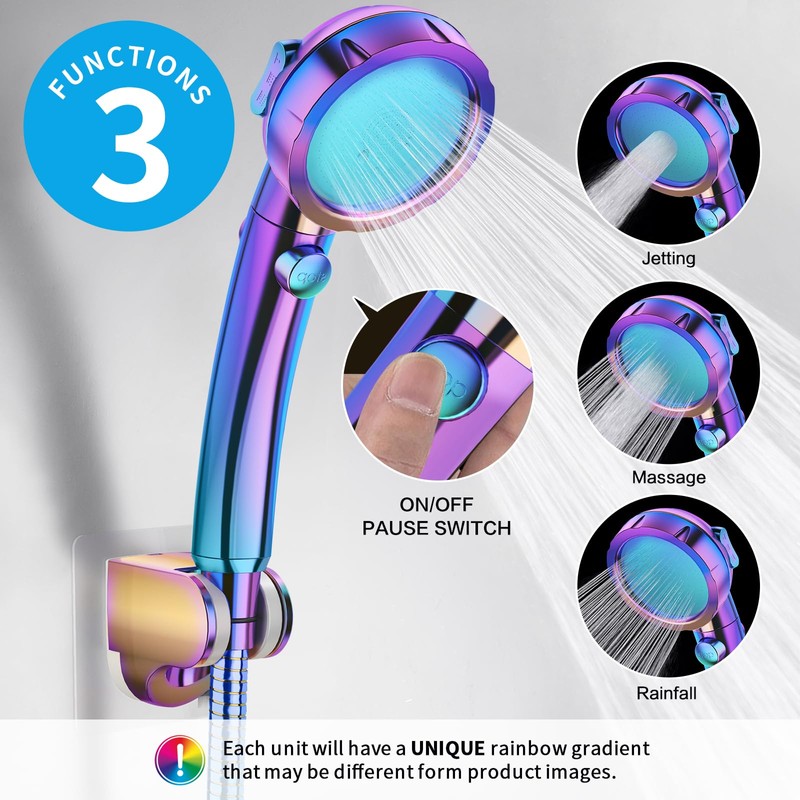KAIYING Drill-Free High Pressure Handheld Shower Head with ON/OFF Switch,