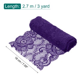 sourcing map 7.1 Inch Wide 3 Yard Lace Ribbon Floral Pattern Purple Lace Trim Ribbon for DIY Crafts, Gift Wrapping Bouquets, Wedding Decor, and Sewing Making