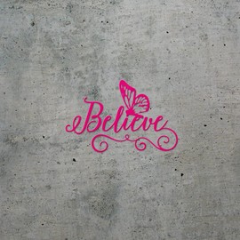 Transparent Decal Stickers Of Believe Butterfly Word (Pink) Premium Waterproof Vinyl Decal Stickers For Laptop Phone Accessory Helmet Car Window Mug Tuber Cup Door Wall Decorati USCSKUS733894PI090622