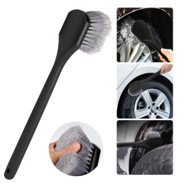 Octoder 50cm Heavy Duty Wheel Tire Fender Brush Long Handle, Soft Bristles, Car Cleaner