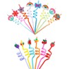 KALUROIL 14 Children's Reusable Plastic Straws with Fruit Theme +