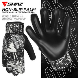 Shaz Soccer Goalkeeper Gloves for Kids Boys Children Youth,Funky Football Goalie Gloves Anti Slip 4mm Latex Palm with Strong Grip & Double Wrist Protection (White, Size 3 Suitable for 5-6 Years)