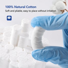 JMU 250 Pcs Dental Cotton Rolls, 1'' Non-Sterile Nosebleed Plugs, Nosebleed Stopper for Kids or Adults
