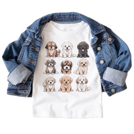 Cute Puppies In A Row Toddler Shirt - Baby Puppy Dog Lover Outfit - Kid Pet Owner Gift - Natural Boho Toddler & Youth Graphic Tee