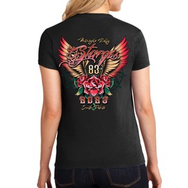 Biker Life Clothing Ladies Missy Cut 2023 Sturgis Motorcycle Rally Every Rose Has Its Thorn T-Shirt Black/XL