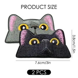 2 Kitten Embroidery Patches, Black Cat Iron-On Patches, Black Denim Iron-On Patches, Cat Applique Patches, Cat Embroidery Patches, Cat Patches On Clothes