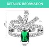 Ladies Green Crystal Rectangle Party Ring Oversize Bow Cubic Zirconia