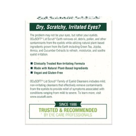 OCuSOFT Lid Scrub Earth Eyelid Cleanser, Pre-Moistened Eyelid Wipes for Mild to Moderate Conditions, Eyelid Cleanser with Natural Plant-Based Ingredients, 30 Count