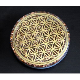 ORGONITE ORGONE 4" Flower of Life Coaster Water Charging Plate Energy Reversible Dome