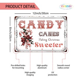 Candy Canes Making Christmas Sweeter Vintage Metal Tin Sign Home Wall Decor For Kitchen Bakery Coffee Bar Farmhouse Restaurants Cafe 8X12 Inch Christmas Decorations