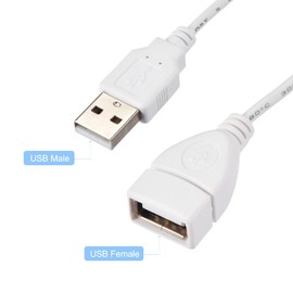 MECCANIXITY USB Cable with ON/Off Switch, USB Male to Female Extension Cord 1M White, for LED Desk Lamp LED Strip, Pack of 3