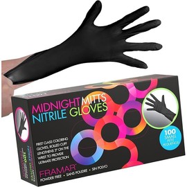 FRAMAR Powder Free Nitrile Gloves – 12 INCH Black Disposable Gloves Latex Free, Non Latex Gloves, Hair Dye Gloves, Tattoo Gloves, Mechanics Gloves, Small Nitrile Gloves, Disposable Gloves Small - Size: Small (Pack of 100), Color: default